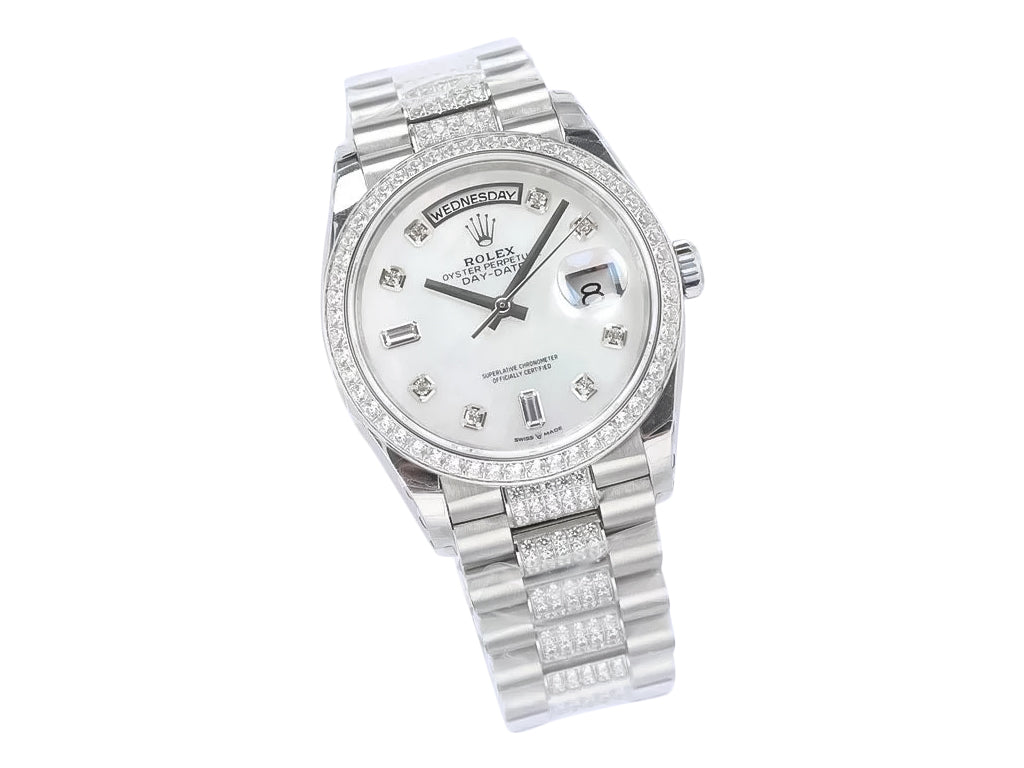 Day-Date 36 Stainless Steel 'President' with Diamond Mother of Pearl Dial and Diamond Bezel