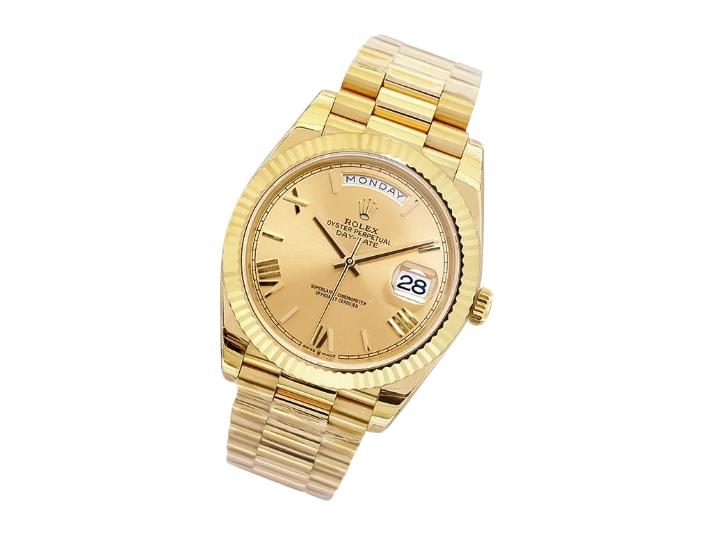 Day-Date 40 Yellow Gold 'President' with Champagne Dial (Roman Numerals) and Fluted Bezel