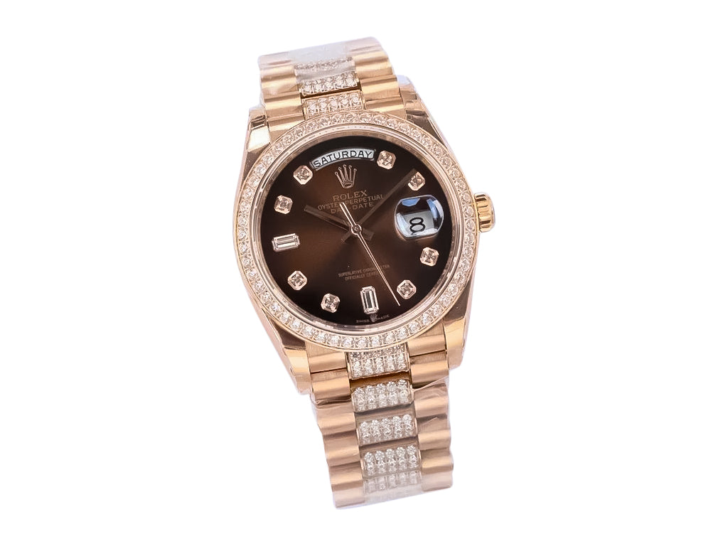 Day-Date 36 Rose Gold 'President' with Diamond Chocolate Dial and Diamond Bezel