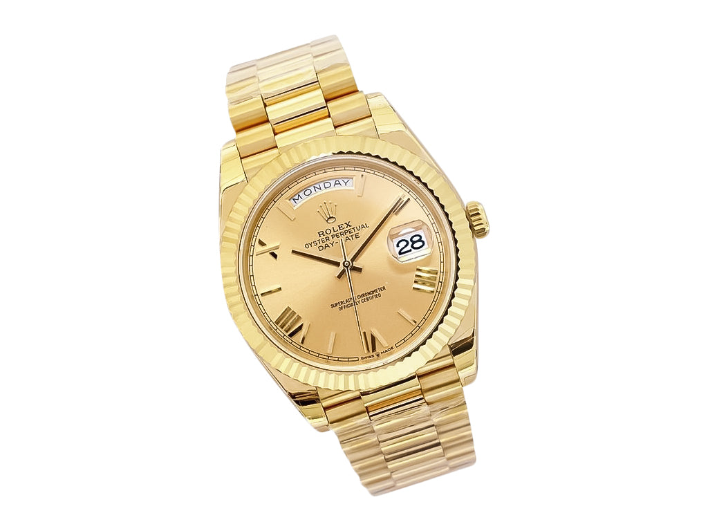 Day-Date 40 Yellow Gold 'President' with Champagne Dial (Roman Numerals) and Fluted Bezel