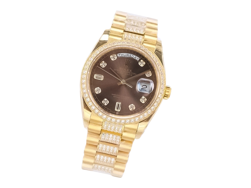 Day-Date 36 Yellow Gold 'President' with Diamond Chocolate Dial and Diamond Bezel