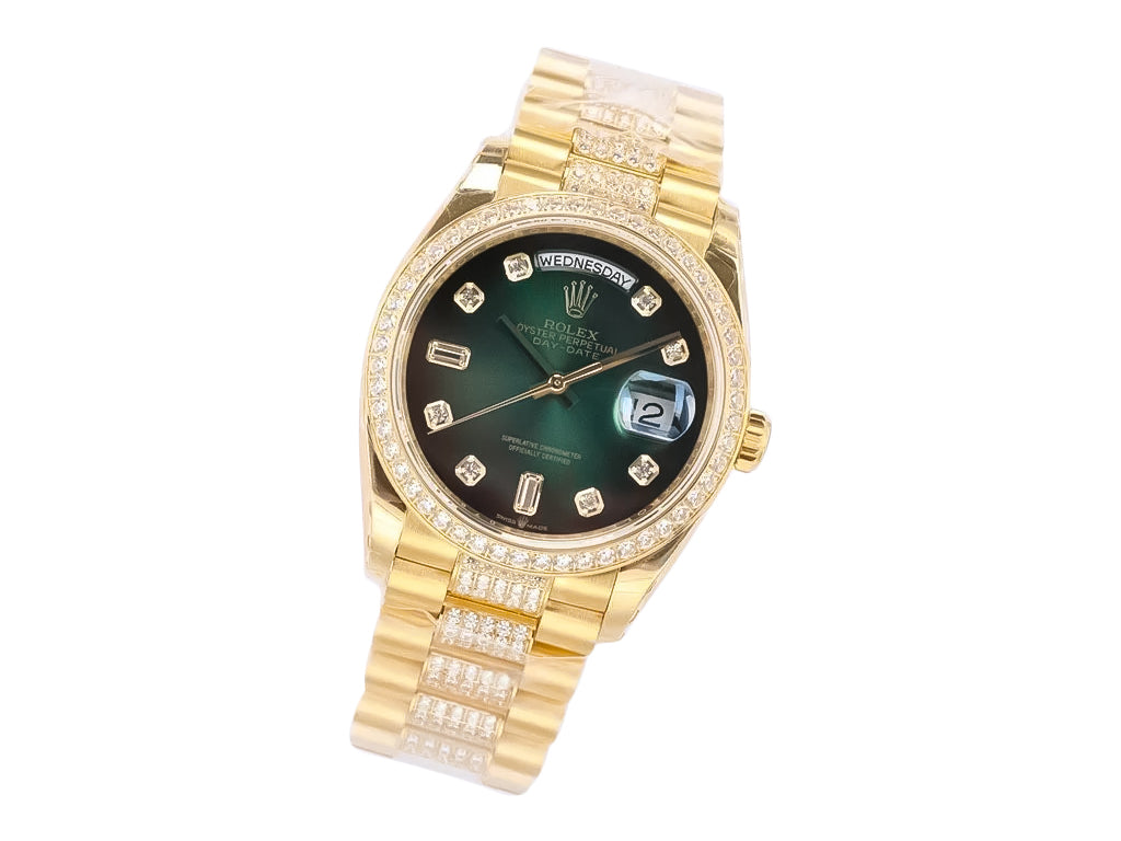 Day-Date 36 Yellow Gold 'President' with Diamond Green Ombre Dial and Diamond Bezel