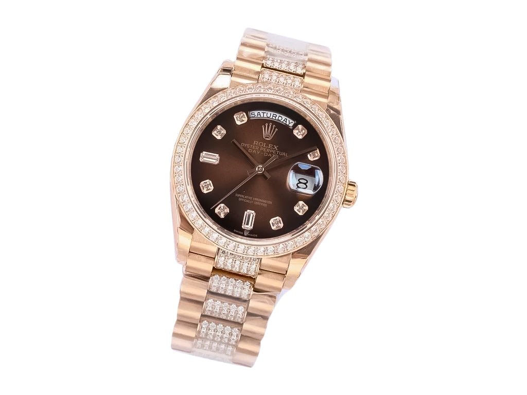 Day-Date 36 Rose Gold 'President' with Diamond Chocolate Dial and Diamond Bezel