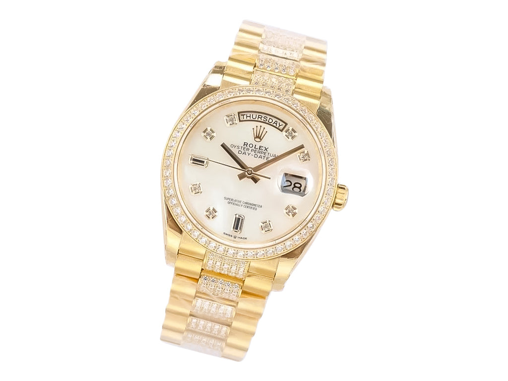 Day-Date 36 Yellow Gold 'President' with Diamond Mother of Pearl Dial and Diamond Bezel