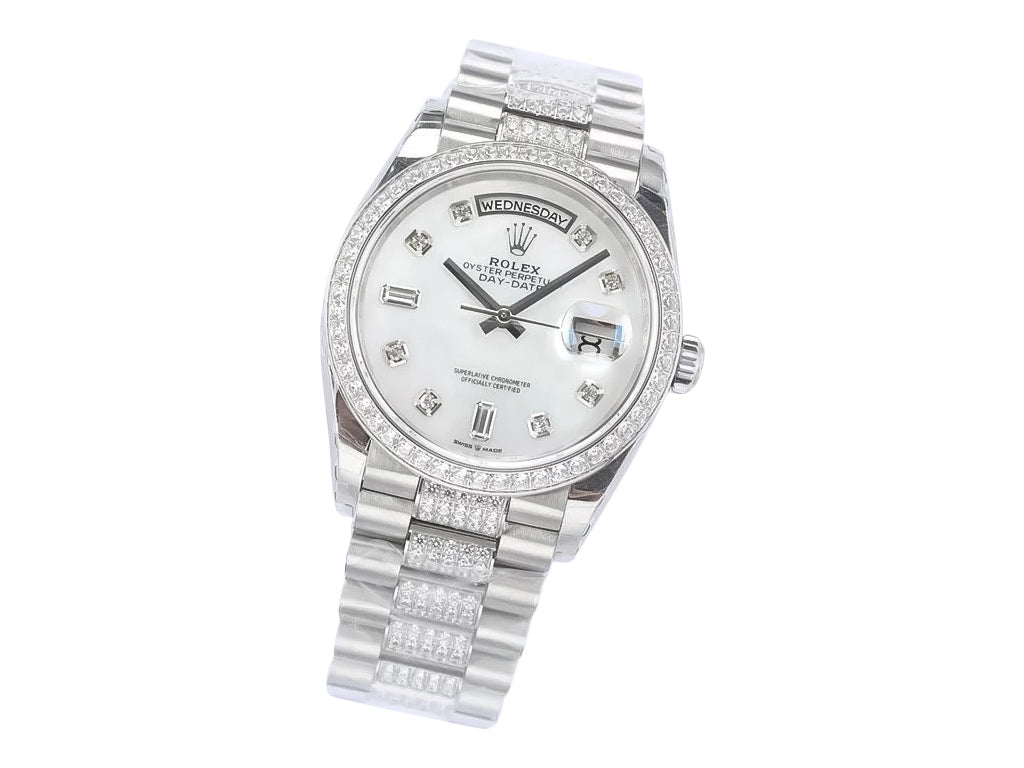 Day-Date 36 Stainless Steel 'President' with Diamond Mother of Pearl Dial and Diamond Bezel