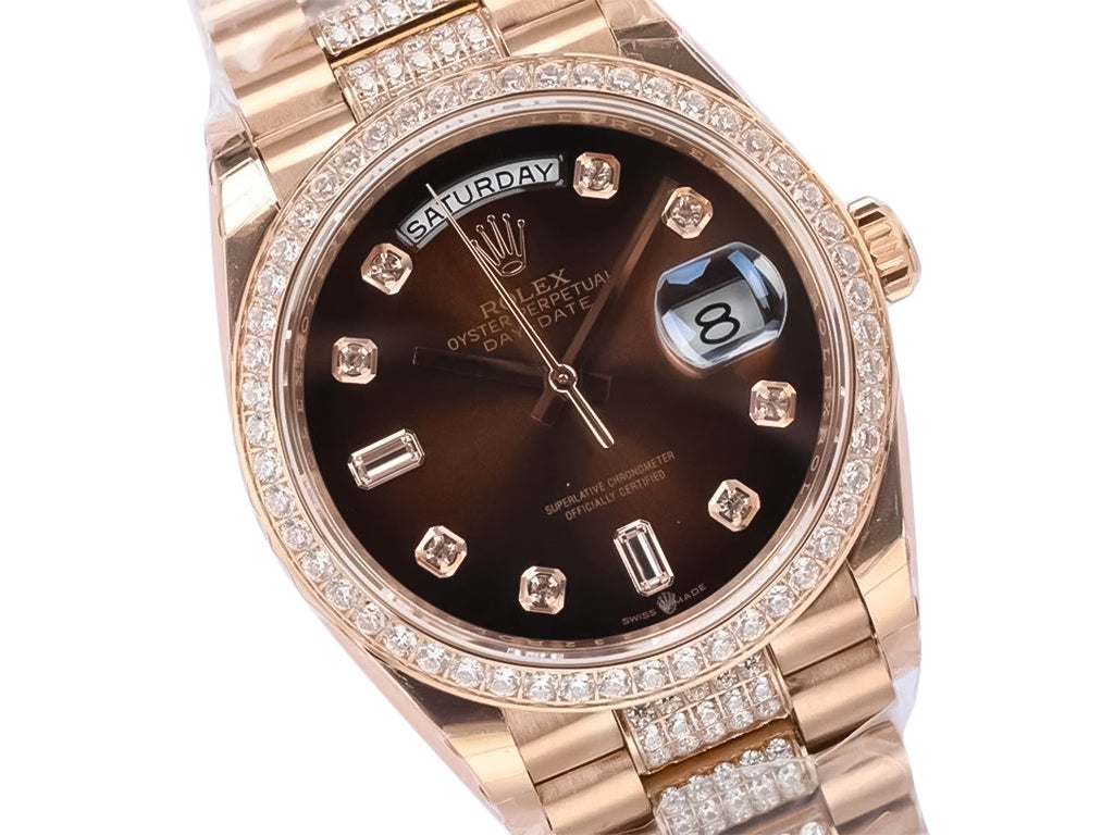 Day-Date 36 Rose Gold 'President' with Diamond Chocolate Dial and Diamond Bezel