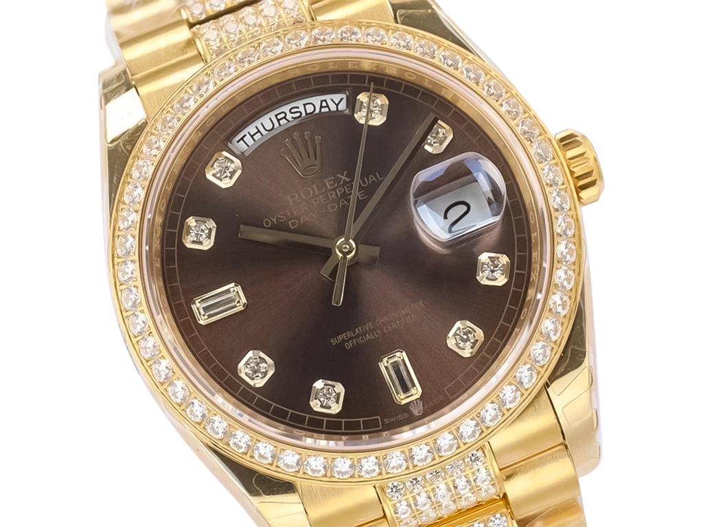 Day-Date 36 Yellow Gold 'President' with Diamond Chocolate Dial and Diamond Bezel