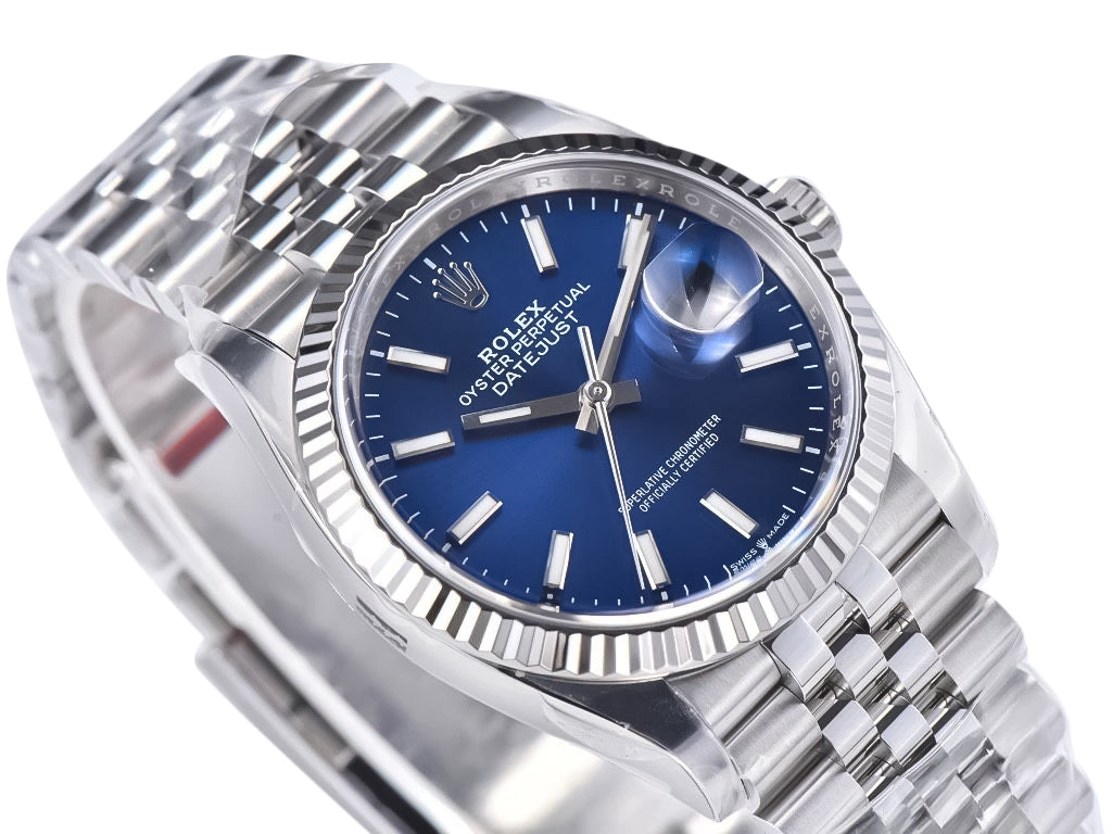 Datejust 36 Stainless Steel on Jubilee with Blue Dial and Fluted Bezel