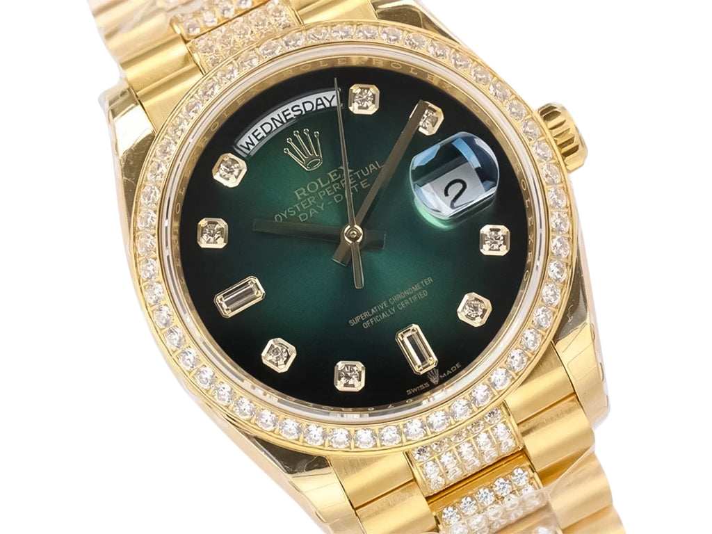 Day-Date 36 Yellow Gold 'President' with Diamond Green Ombre Dial and Diamond Bezel