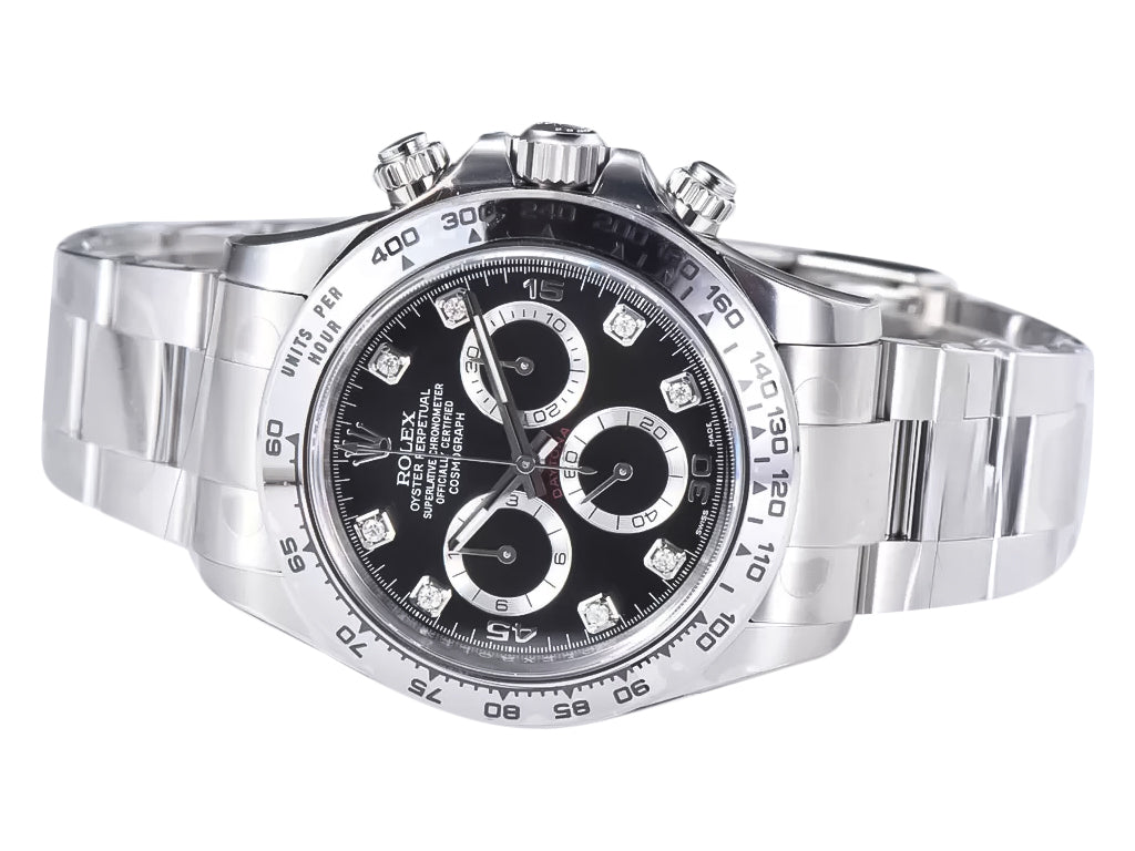 Cosmograph Daytona Stainless Steel with Diamond Black Dial