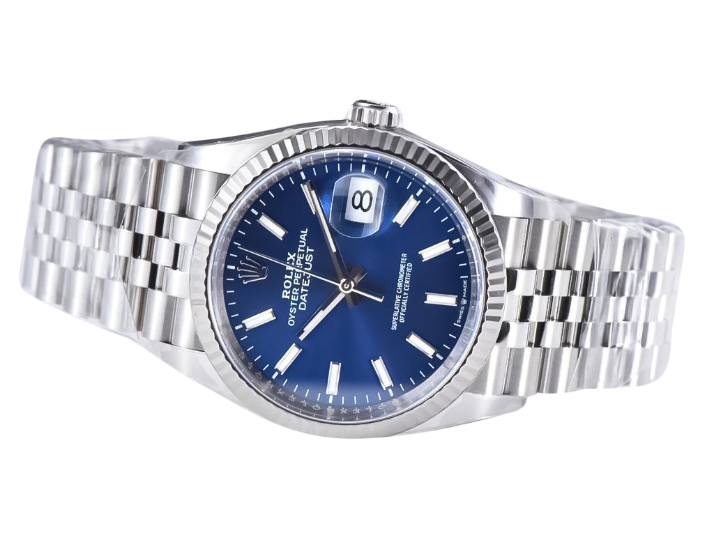 Datejust 36 Stainless Steel on Jubilee with Blue Dial and Fluted Bezel