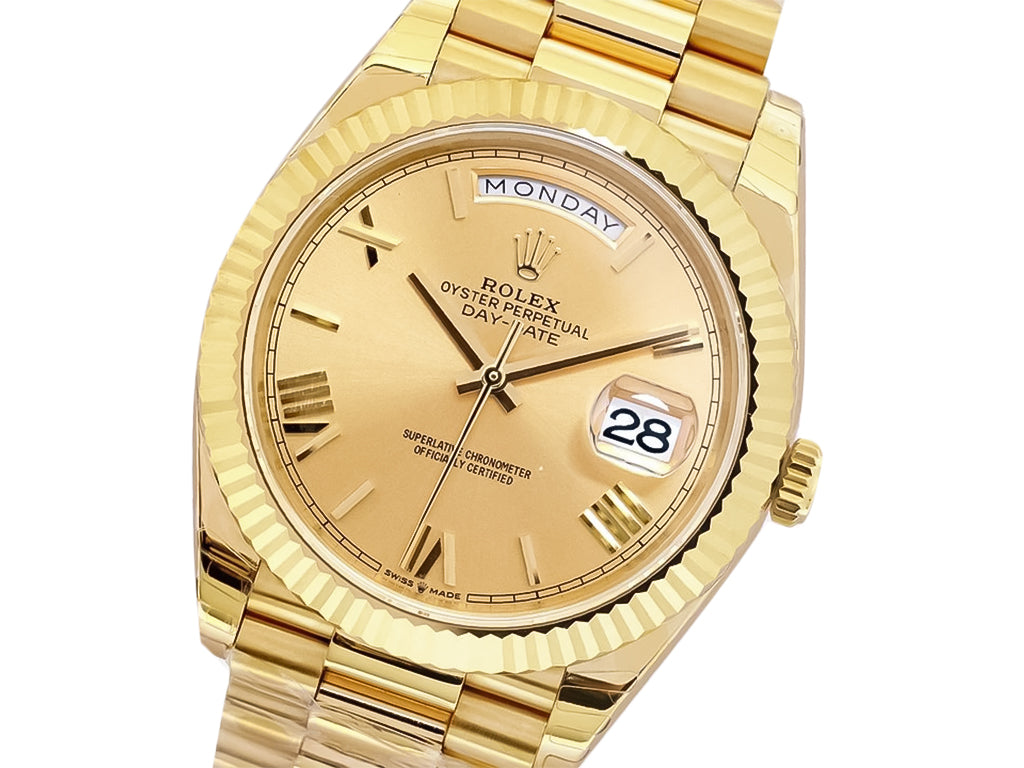 Day-Date 40 Yellow Gold 'President' with Champagne Dial (Roman Numerals) and Fluted Bezel