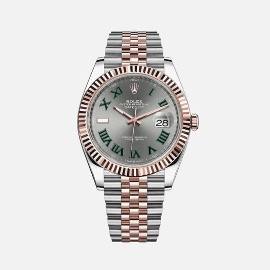 Datejust 41 Stainless Steel 'Wimbledon' Rose Gold Two-Tone on Jubilee with Fluted Bezel